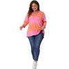 Agnes Orinda Women's Plus Size Tie Dye 3/4 Sleeve Side Slit V Neck Trendy Spring Tops - 3 of 4