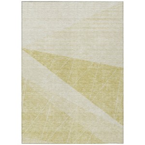 Wheat Gold And Ivory Geometric Washable Indoor Outdoor Area Rug - 1 of 4