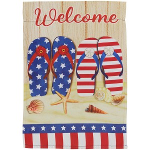 Northlight Sandy Beach "Welcome" Patriotic Outdoor Garden Flag - 18" x 12.5" - 1 of 4
