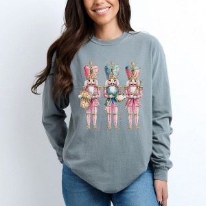 Simply Sage Market Women's Nutcracker Pink Long Sleeve Garment Dyed Tee - 1 of 3
