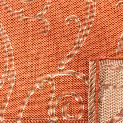 Terracotta/Natural Flat Woven Synthetic Reversible 8' x 11' Rug