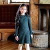 Hope & Henry Girls' Organic Ruffle Edge Cable Knit Sweater Dress, Deep Green Cable, 7 - 2 of 4