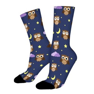 Night Owl Women Printed Crew Socks Funny Funky Socks Soft Polyester Novelty Gifts for Artists Men - 1 of 1