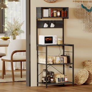 Bakers Rack with Storage Cabinets,Industrial 4/5-Tier Coffee Bar Cabinet Shelves,Farmhouse Freestanding Kitchen Microwave Stand with Storage - 1 of 4