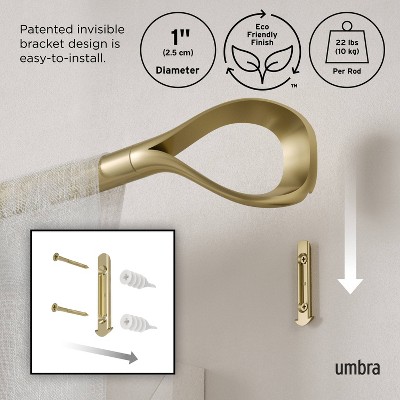Gold Adjustable Modern Curtain Rod with Loop End 42-120"