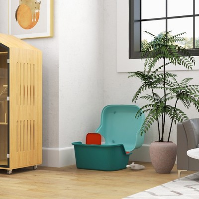 Green Covered Cat Litter Box with Scoop and Lockable Lid