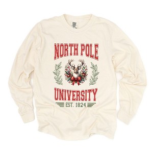 Simply Sage Market Women's North Pole University Coquette Long Sleeve Garment Dyed Tee - 1 of 4