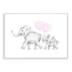 10"x0.5"x15" Mama and Baby Elephants Wall Plaque Art - Stupell Industries