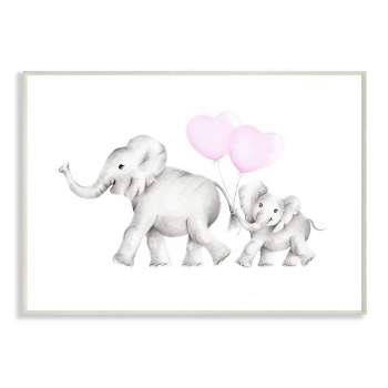 10"x0.5"x15" Mama and Baby Elephants Kids' Wall Plaque Art - Stupell Industries