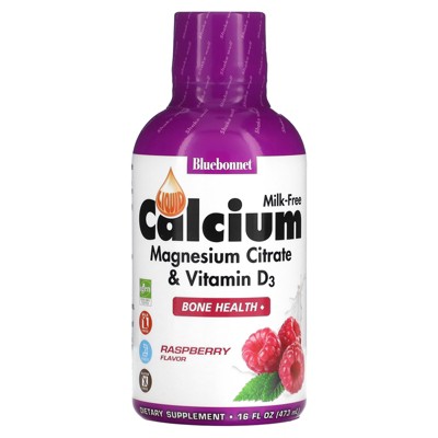Bluebonnet Nutrition Liquid Calcium, Magnesium Citrate & Vitamin D3, Raspberry, 16 fl oz (473 ml)