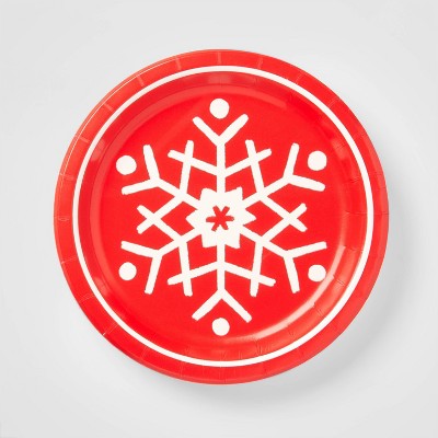 12ct Snowflake 6.75" Appetizer Plate Red - Wondershop™