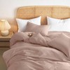 Cotton Duvet Cover Set, Queen, Dusty Rose Pink, 100 Washed Cotton, Breathable Percale, Farmhouse Bedding, 3 Pieces - 4 of 4
