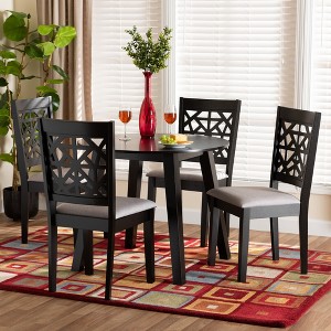 Baxton Studio Aiden Modern Grey Fabric and Dark Brown Finished Wood 5-Piece Dining Set - 1 of 4