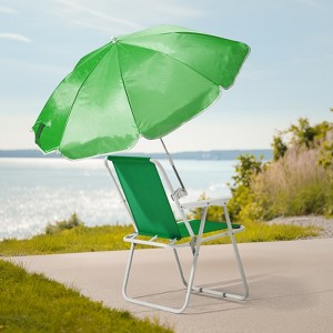 KTMBDW Folding Beach Chair with Umbrella for Adults, Lightweight Porable Camping Chair with 265lbs Capacity for Travel Picnic Concert & Outdoor - 1 of 4
