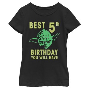 Girl's Star Wars Yoda Best 5th Birthday You Will Have Stencil T-Shirt - 1 of 3