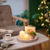 Aoibox Decorative Serving Tray: White Washed Bead Round Coffee Table Tray, Rustic Wooden Farmhouse Centerpiece for Living Room Kitchen Counter - 2 of 4