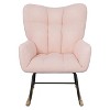 Modern Teddy Fabric Rocking Accent Chair with Solid Wood Base & Metal Frame, Upholstered Lounge Chair with Ergonomic Back & Armrests - 2 of 4