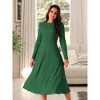 INSPIRE CHIC Women's Long Sleeve Round Neck Casual Stretchy A-Line Midi Dress - 3 of 4