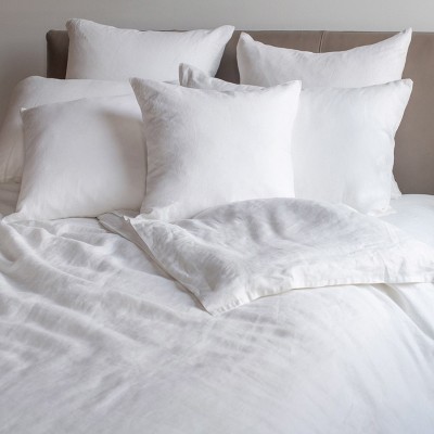 Cream 100% French Linen 20" x 20" Throw Pillow Sham