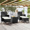 vidaXL Garden Bistro Set 5-Piece Balcony Set Garden Furniture Seating Set Balcony Furniture Table Chairs Footstool Poly Rattan Tempered Glass Black - 2 of 4