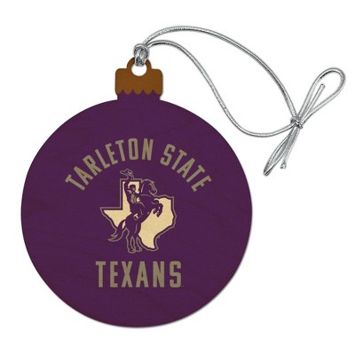 Tarleton State University Texans Wood Christmas Tree Holiday Ornament