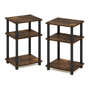 Furinno Just 3-Tier Turn-N-Tube End Table, 2-Pack, Amber Pine/Black - 1 of 1