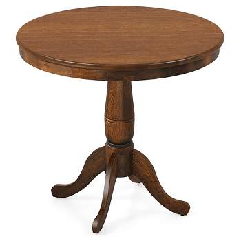 Tangkula 32" Round Pedestal Dining Table Kitchen Dining Room Walnut