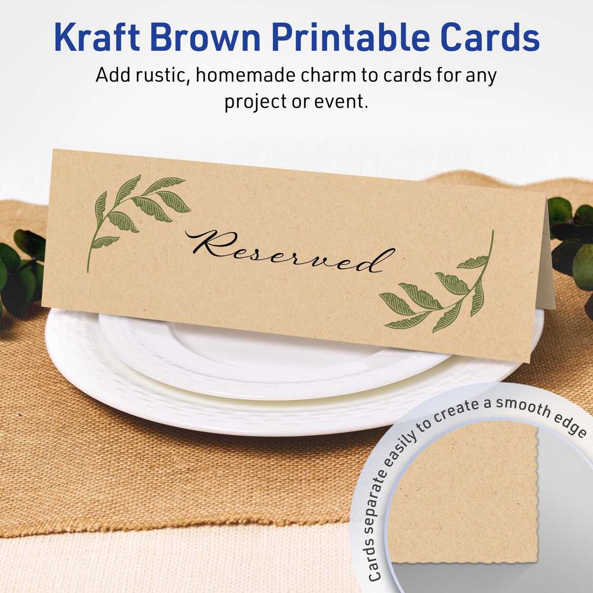Avery Kraft Brown Tent Cards, 3-1/2" x 11" Rectangle - thumbnail 2