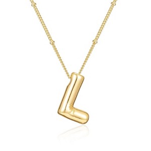 Bubble Letter Initial Necklace for Women, 14K Gold Plated Personalized Birthday Gift - 1 of 4