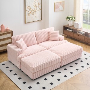 82'' Convertible Sectional Sofas with Double Footstools, Storage Function, and 4 Toss Pillows - 1 of 4