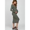 PinkBlush Light Olive V-Neck Long Sleeve Fitted Maternity Maxi Dress - 3 of 4