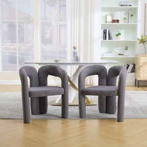 GDFStudio Andrew Modern Teddy Upholstered 3-Legs Dining Chair (Set of 2) - 1 of 4