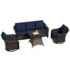 UPTION Outdoor Wicker Patio Conversation Furniture Set with Optional Fire Pit Table - 3 of 4
