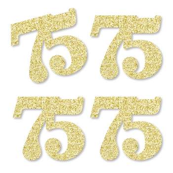 Big Dot of Happiness Gold Glitter 75 - No-Mess Real Gold Glitter Cut-Out Numbers - 75th Birthday Party Confetti - Set of 24