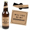 Big Dot of Happiness Kraft Mustache - Will You Be My Groomsman Decorations for Men - 6 Beer Bottle Label Stickers and 1 Carrier - 3 of 4
