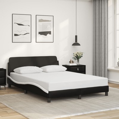 vidaXL Bed Frame without Mattress Black and White 53.9"x74.8" Faux Leather