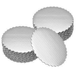 Unique Bargains Disposable Greaseproof Cardboard Scalloped Cake Platters 50 Pcs - 1 of 4