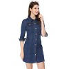 INSPIRE CHIC Women's 3/4 Sleeve Button Down Denim Shirt Dress - 3 of 4