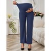INSPIRE CHIC Women's Maternity Stretch High Waisted Wide Leg Pregnant Palazzo Pants - 3 of 4