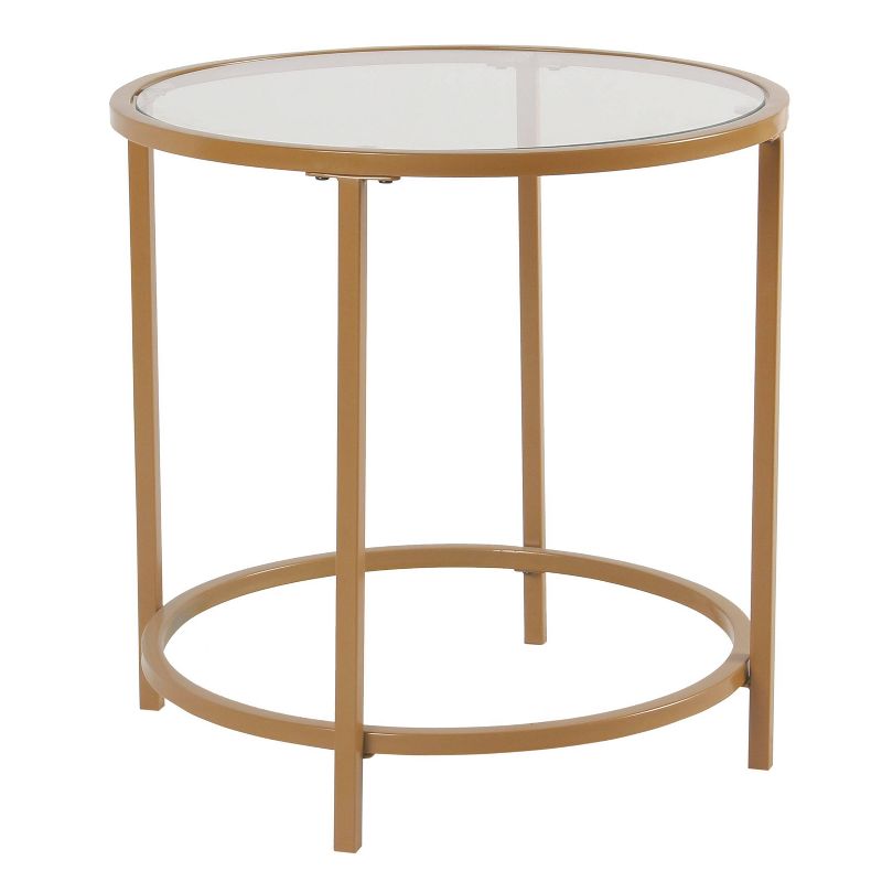 Round Metal Accent Table with Glass Top Gold - HomePop, 2 of 5