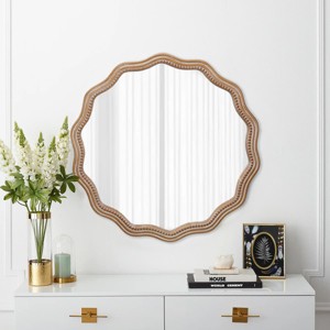 Decorative Round Wall Mirror with Scalloped Frame, Modern Wavy Accent for Bathroom, Living Room or Entryway-The Pop Home - 1 of 4