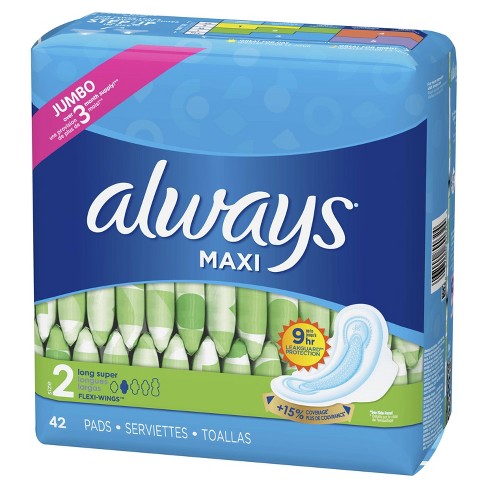 Always Maxi Pads With Wings - Size 2 - 42ct : Target