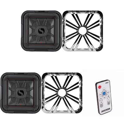 Kicker (2) 46L7T124 L7T L7-Thin 12-Inch (30cm) Subwoofer, Dual Voice Coil, 4-Ohm, 600 Watt w/ Chrome LED Grill & Remote Bundle