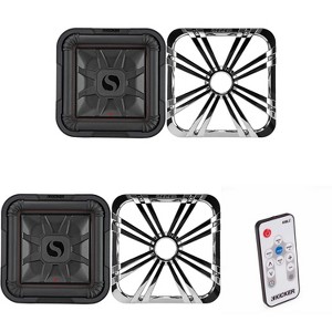 Kicker (2) 46L7T124 L7T L7-Thin 12-Inch (30cm) Subwoofer, Dual Voice Coil, 4-Ohm, 600 Watt w/ Chrome LED Grill & Remote Bundle - 1 of 4