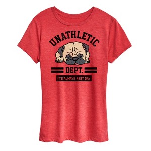 Women's - Instant Message - Unathletic Department Pug Short Sleeve Graphic T-Shirt - 1 of 4