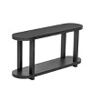 63" Entryway Table,Modern Minimalist Console Table with Ash Veneer Oval Top and Bottom Shelf for Hallway,Living Room,Foyer-Baofuwish - 3 of 4