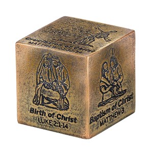 Dicksons CUBE-301 The Life Of Christ Antiqued Copper Finish 2 x 2 Inch Resin Table Desktop Figurine Cube - 1 of 1