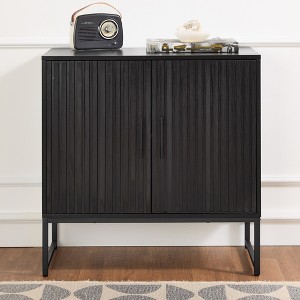 Best Choice Products 2-Door Slatted   Storage Cabinet, Accent Furniture w/ Non-Scratch Foot Pads - 1 of 4