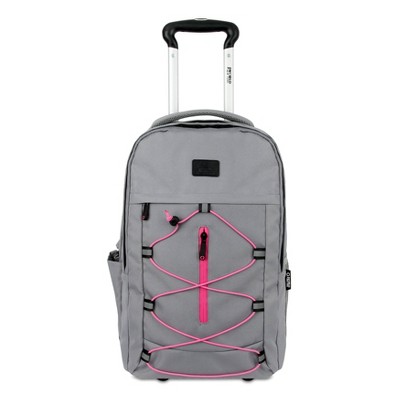 J World Lash Laptop 19" Rolling Backpack - Gray/Pink