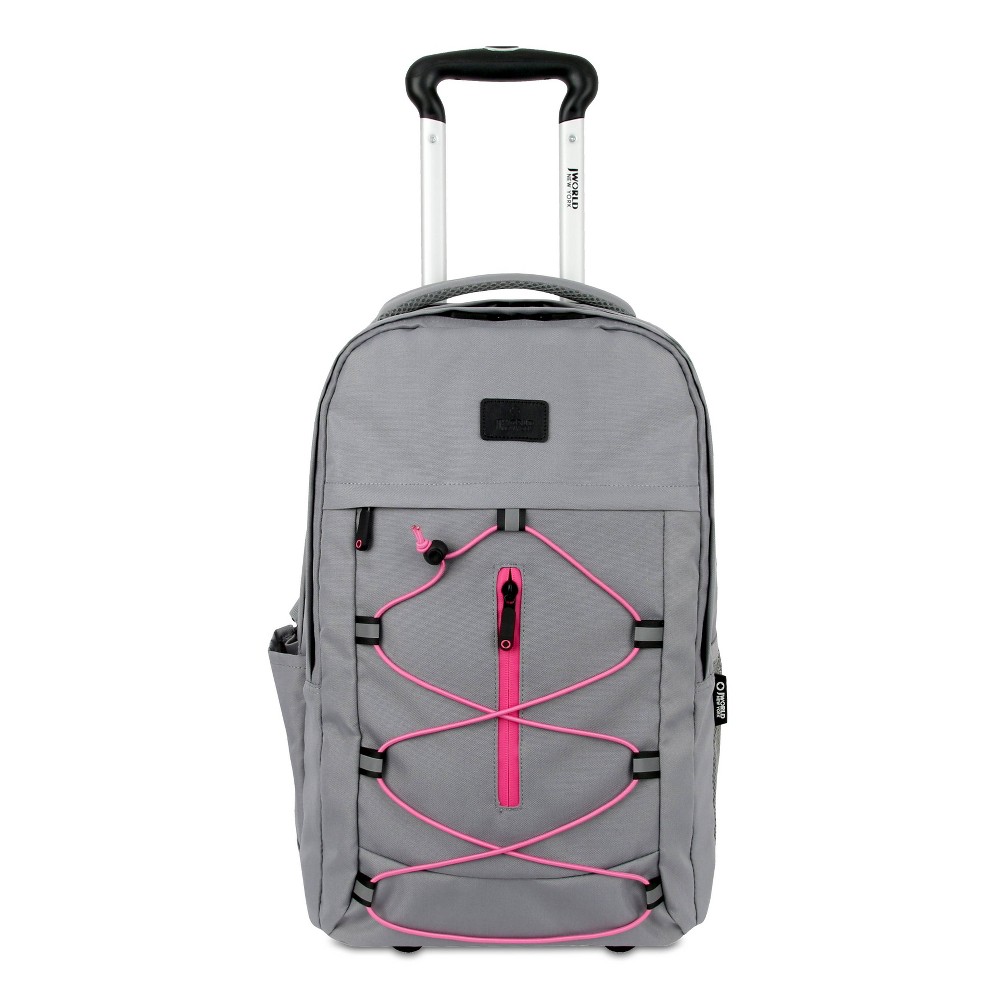 Photos - Backpack J World Lash Laptop 19" Rolling  - Gray/Pink